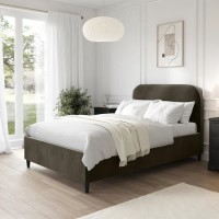 ONLY OPENED - Khaki Green Velvet Small Double Bed Frame - Zara