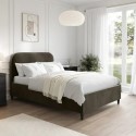 ZAR001SD Khaki Green Velvet Upholstered Small Double Bed Frame with Curved Headboard - Zara