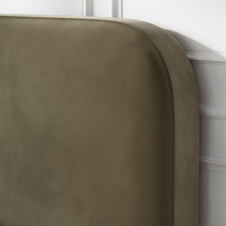 ONLY OPENED - Khaki Green Velvet Super King Bed Frame - Zara