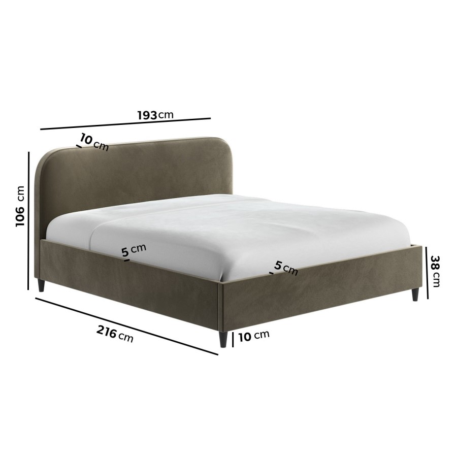 ONLY OPENED - Khaki Green Velvet Super King Bed Frame - Zara
