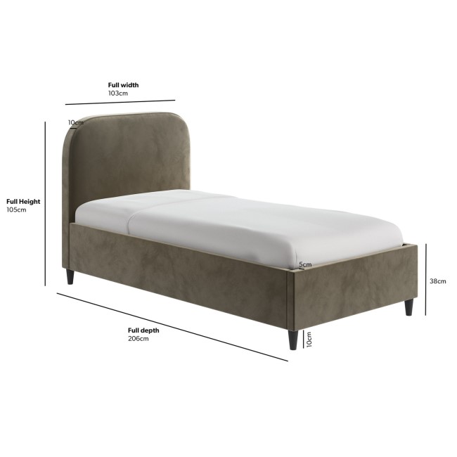 Khaki Green Velvet Single Bed Frame - Zara