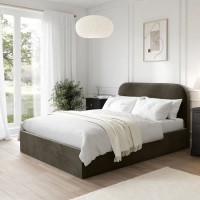 GRADE A1 - Khaki Green Velvet Double Ottoman Bed Frame - Zara