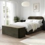 Khaki Green Velvet Double Ottoman Bed Frame - Zara