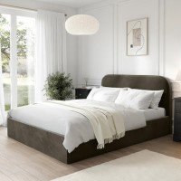 ALMOST PERFECT - King Size Khaki Velvet Ottoman Bed Frame - Zara