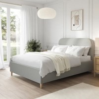 GRADE A1 - Grey Upholstered Double Bed Frame - Zara