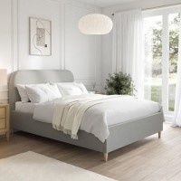 Grey Upholstered Double Bed Frame - Zara