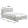 Grey Upholstered Double Bed Frame with Curved Headboard - Zara