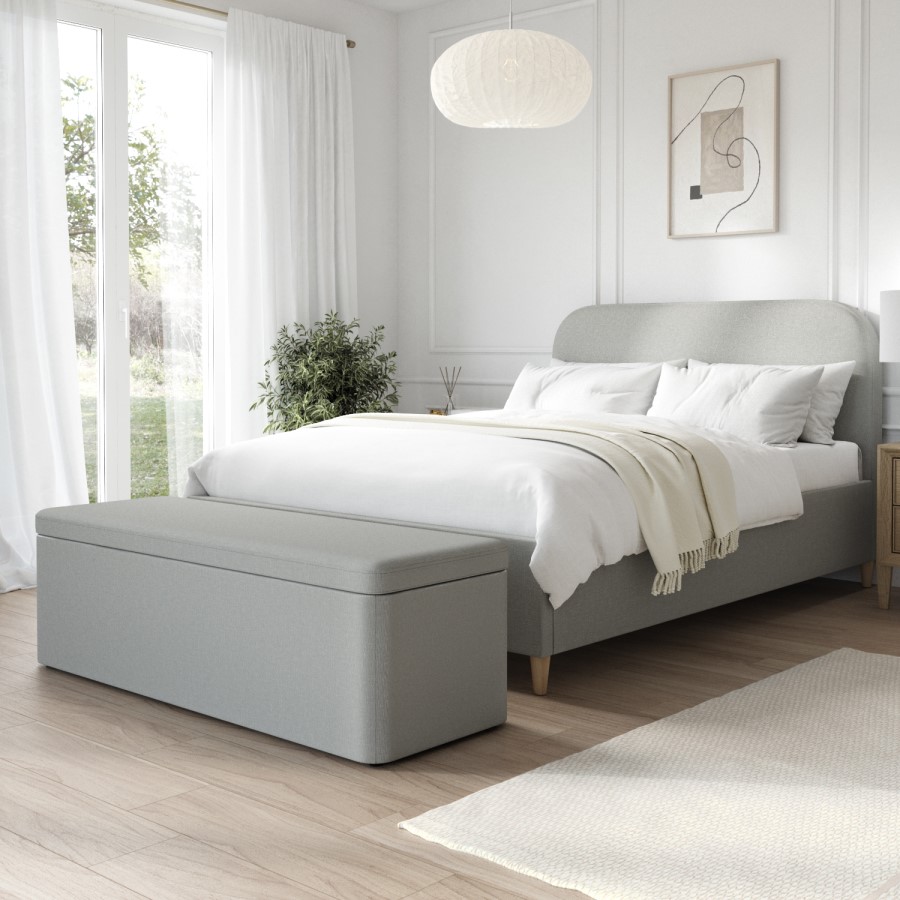 GRADE A1 - Grey Upholstered Double Bed Frame - Zara