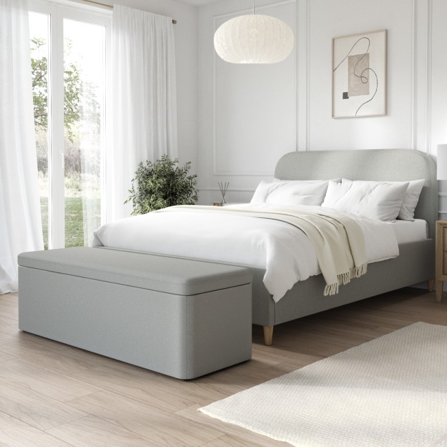 Grey Upholstered Double Bed Frame - Zara