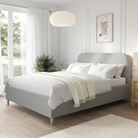 Grey Fabric King Size Bed Frame - Zara