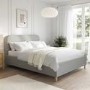 Grey Upholstered King Size Bed Frame with Curved Headboard - Zara