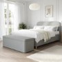 Grey Upholstered King Size Bed Frame with Curved Headboard - Zara