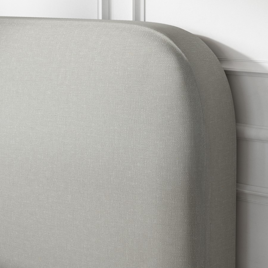 Grey Upholstered King Size Bed Frame with Curved Headboard - Zara