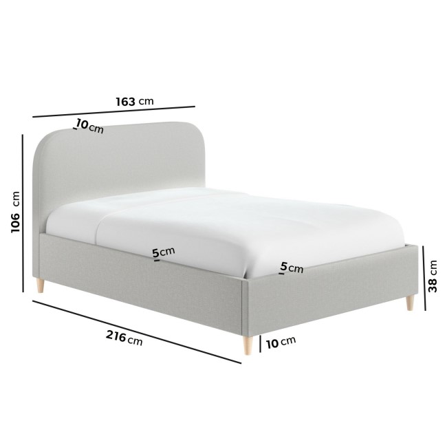 Grey Fabric King Size Bed Frame - Zara