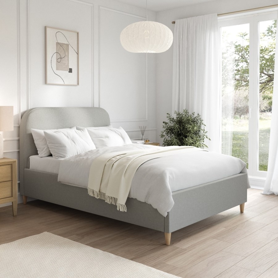 Grey Upholstered Small Double Bed Frame - Zara