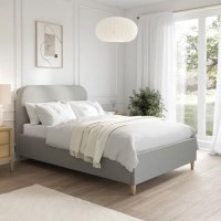 Grey Upholstered Small Double Bed Frame - Zara