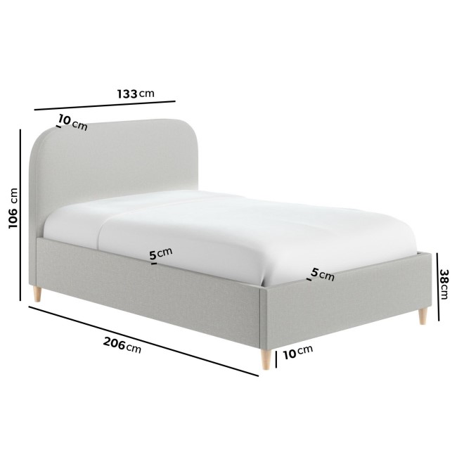 Grey Upholstered Small Double Bed Frame - Zara