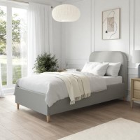 Grey Fabric Single Bed Frame - Zara