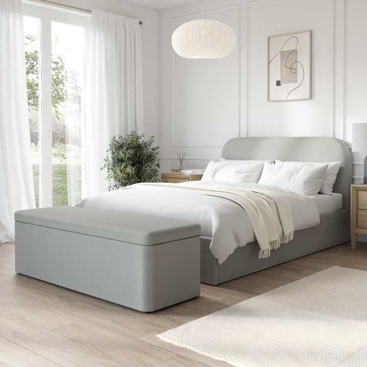 Grey Upholstered Double Ottoman Bed Frame - Zara