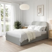 ONLY OPENED - Grey Fabric Small Double Ottoman Bed Frame - Zara