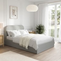Grey Upholstered Small Double Ottoman Bed - Zara
