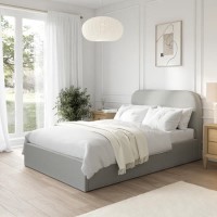Grey Fabric Small Double Ottoman Bed Frame - Zara