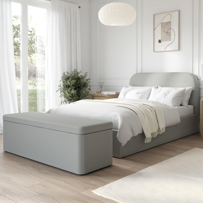 Grey Fabric Small Double Ottoman Bed Frame - Zara