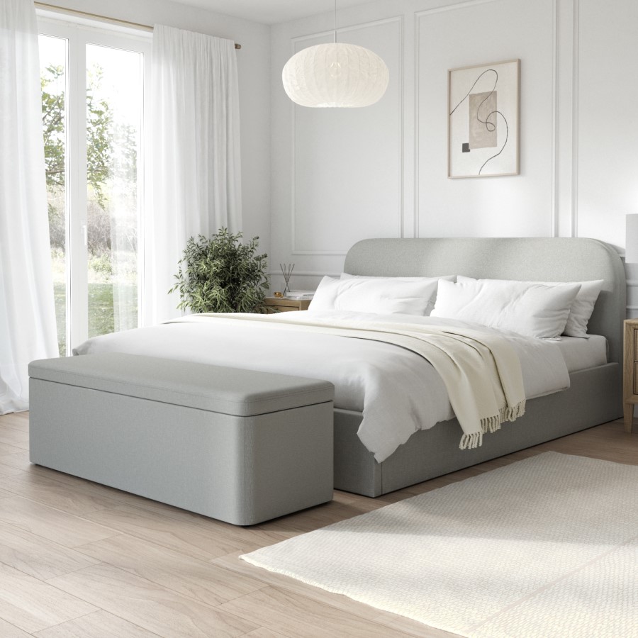 GRADE A1 - Grey Upholstered Super King Ottoman Bed Frame - Zara