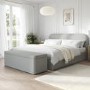 Grey Upholstered Super King Ottoman Bed with Curved Headboard - Zara