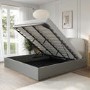 Grey Upholstered Super King Ottoman Bed with Curved Headboard - Zara