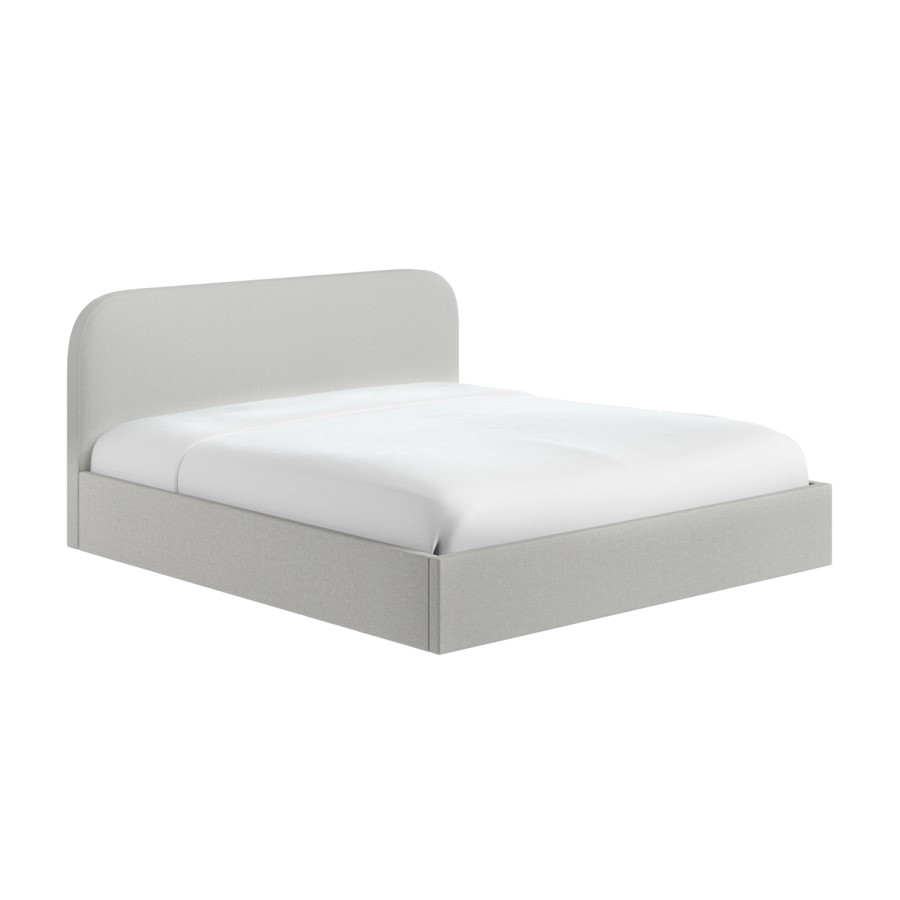 Grey Upholstered Super King Ottoman Bed with Curved Headboard - Zara
