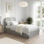 GRADE A1 - Grey Upholstered Small Double Bed Frame with Curved Headboard - Zara