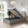 GRADE A1 - Grey Upholstered Small Double Bed Frame with Curved Headboard - Zara