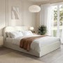 Cream Upholstered King Size Ottoman Bed with Curved Headboard - Zara