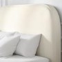 Cream Upholstered King Size Ottoman Bed with Curved Headboard - Zara