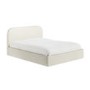 Cream Upholstered King Size Ottoman Bed with Curved Headboard - Zara