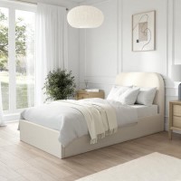 Cream Fabric Single Ottoman Bed Frame - Zara