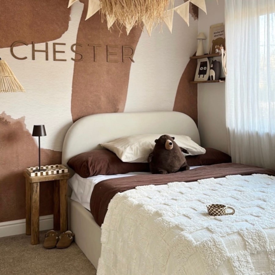 Cream Upholstered Single Ottoman Bed with Curved Headboard - Zara