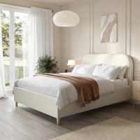 Cream Fabric Double Bed Frame - Zara