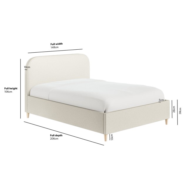 Cream Fabric Double Bed Frame - Zara