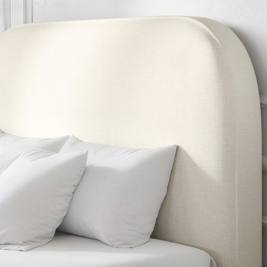 Cream Upholstered Small Double Bed Frame with Curved Headboard - Zara