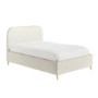 Cream Upholstered Small Double Bed Frame with Curved Headboard - Zara