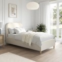 ZAR006S Cream Upholstered Single Bed Frame with Curved Headboard - Zara