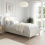 Cream Upholstered Single Bed Frame with Curved Headboard - Zara