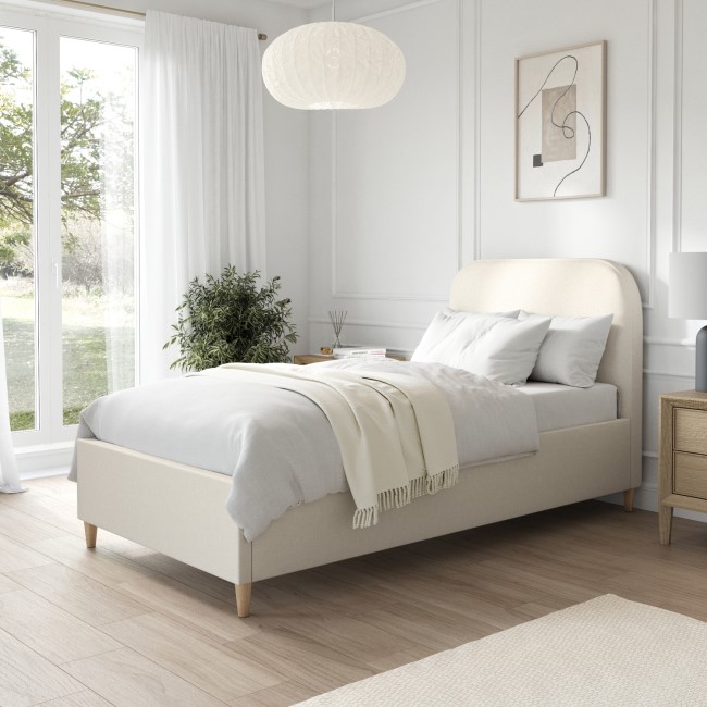 Cream Fabric Single Bed Frame - Zara