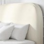 Cream Upholstered Single Bed Frame with Curved Headboard - Zara