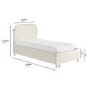 Cream Upholstered Single Bed Frame with Curved Headboard - Zara