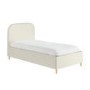 Cream Upholstered Single Bed Frame with Curved Headboard - Zara