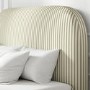 Cream and Sage Striped Double Ottoman Bed With Curved Headboard - Zara