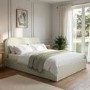 Cream and Sage Striped King Size Ottoman Bed With Curved Headboard - Zara